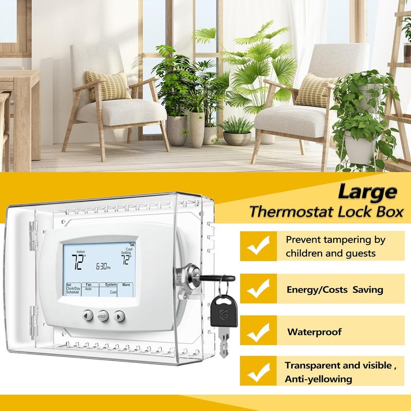 TRJ 4 PCS Thermostat Lock Box with Key, Clear Thermostat Cover with Lock for Thermostat on Wall, Lockable Thermostat Lock Box Cover, AC Lock Box Cover with Key Fit Thermostat 5" H x6.3 W or Smaller - Image 5